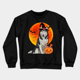 Dog Halloween Siberian Husky Jack O Lantern Pumpkin Crewneck Sweatshirt